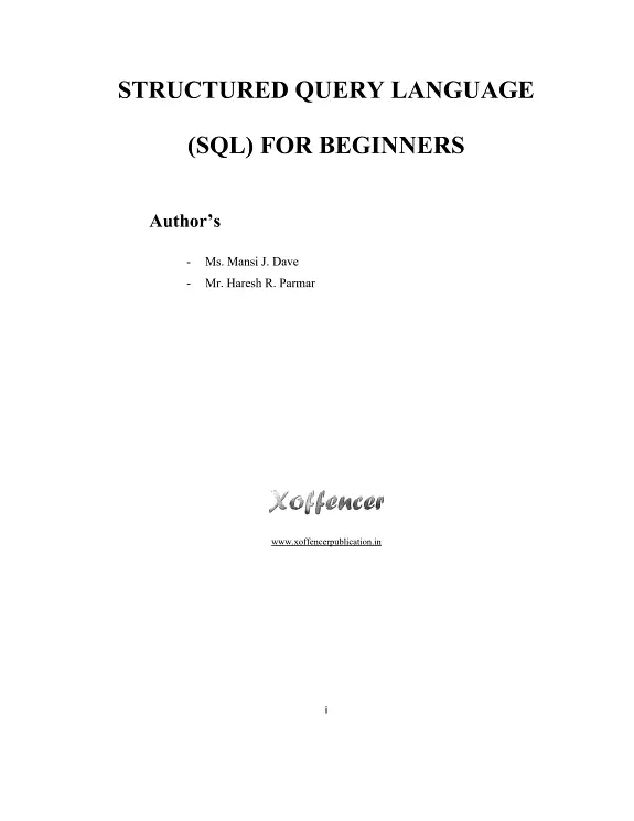 STRUCTURED QUERY LANGUAGE (SQL) FOR BEGINNERS