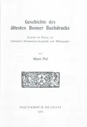 Geschichte des ältesten Bonner Buchdrucks