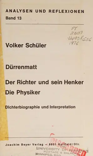 Dürrenmatt, Der Richter und sein Henker, Die Physiker
