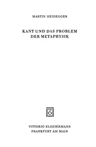 Kant und das Problem der Metaphysik