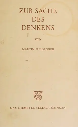 Zur Sache des Denkens.
