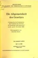 Die Allgemeinheit des Gesetzes