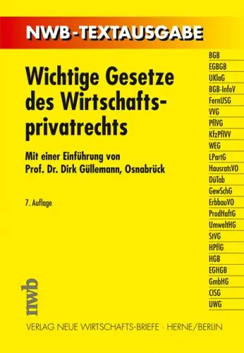 Wichtige Gesetze des Wirtschaftsprivatrechts
