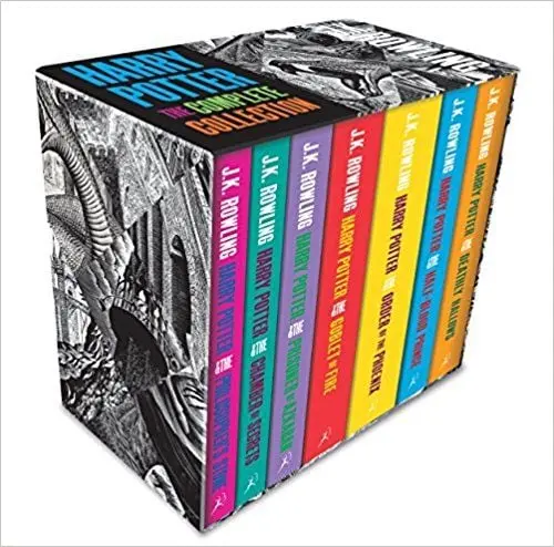 Harry Potter Boxed Set: The Complete Collection (Adult Paperback)
Contains: Philosopher's Stone / Chamber of Secrets / Prisoner of Azkaban / Goblet of Fire / Order of the Phoenix / Half-Blood Prince / Deathly Hollows