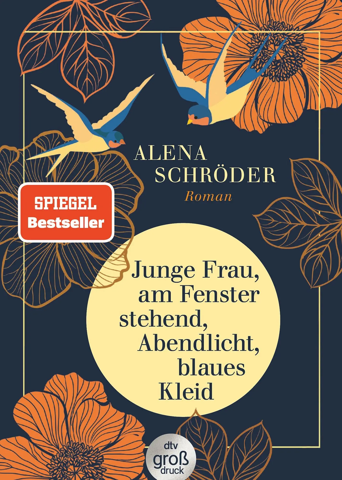 Junge Frau, am Fenster stehend, Abendlicht, blaues Kleid Roman | »Eine berührende Jahrhundertgeschichte« BRIGITTE – in großer Schrift